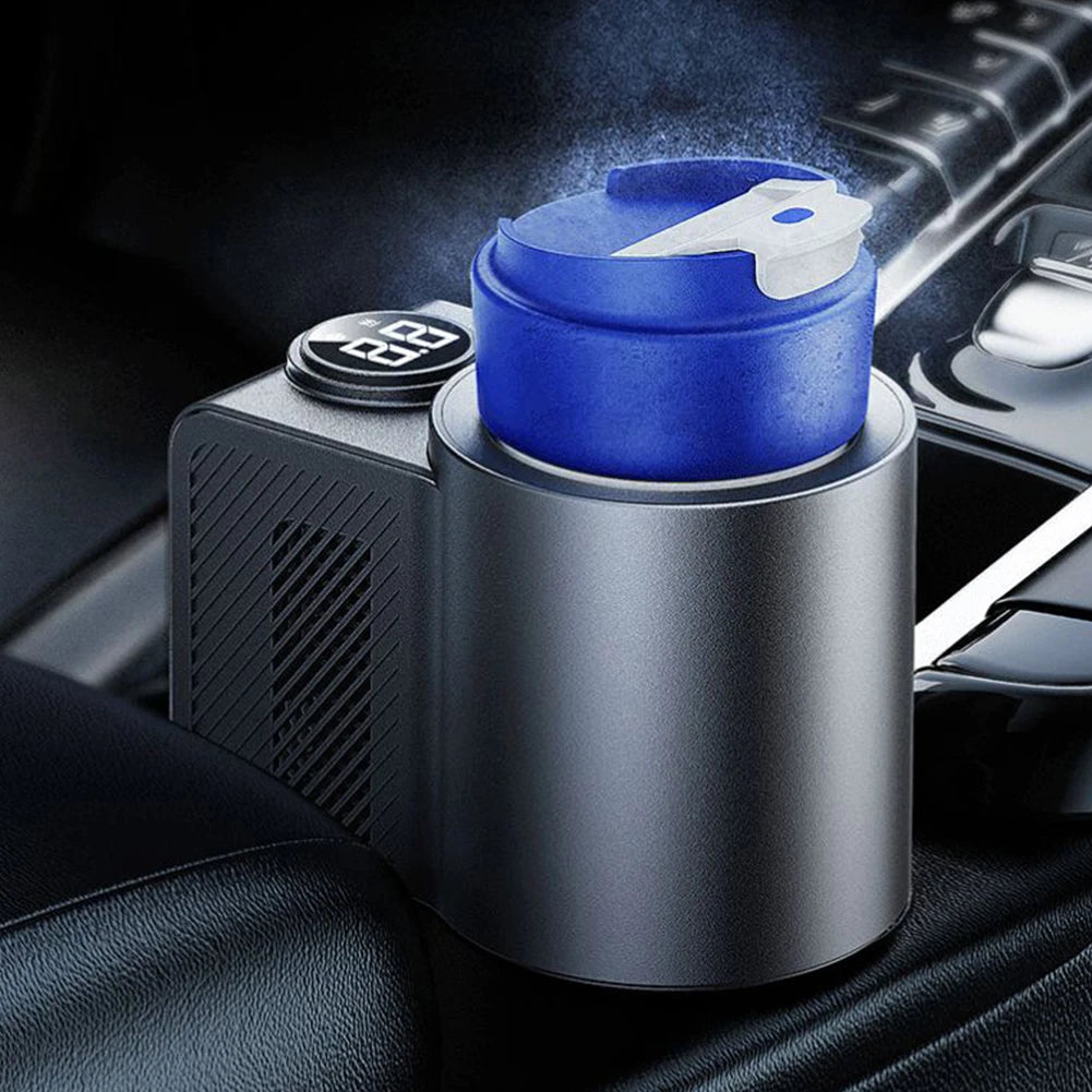 2 in 1 Electric Beverage Warmer Cooler with Temperature Digital Display Vehicle Cold Warm Mug for Family Outdoor Road Trip