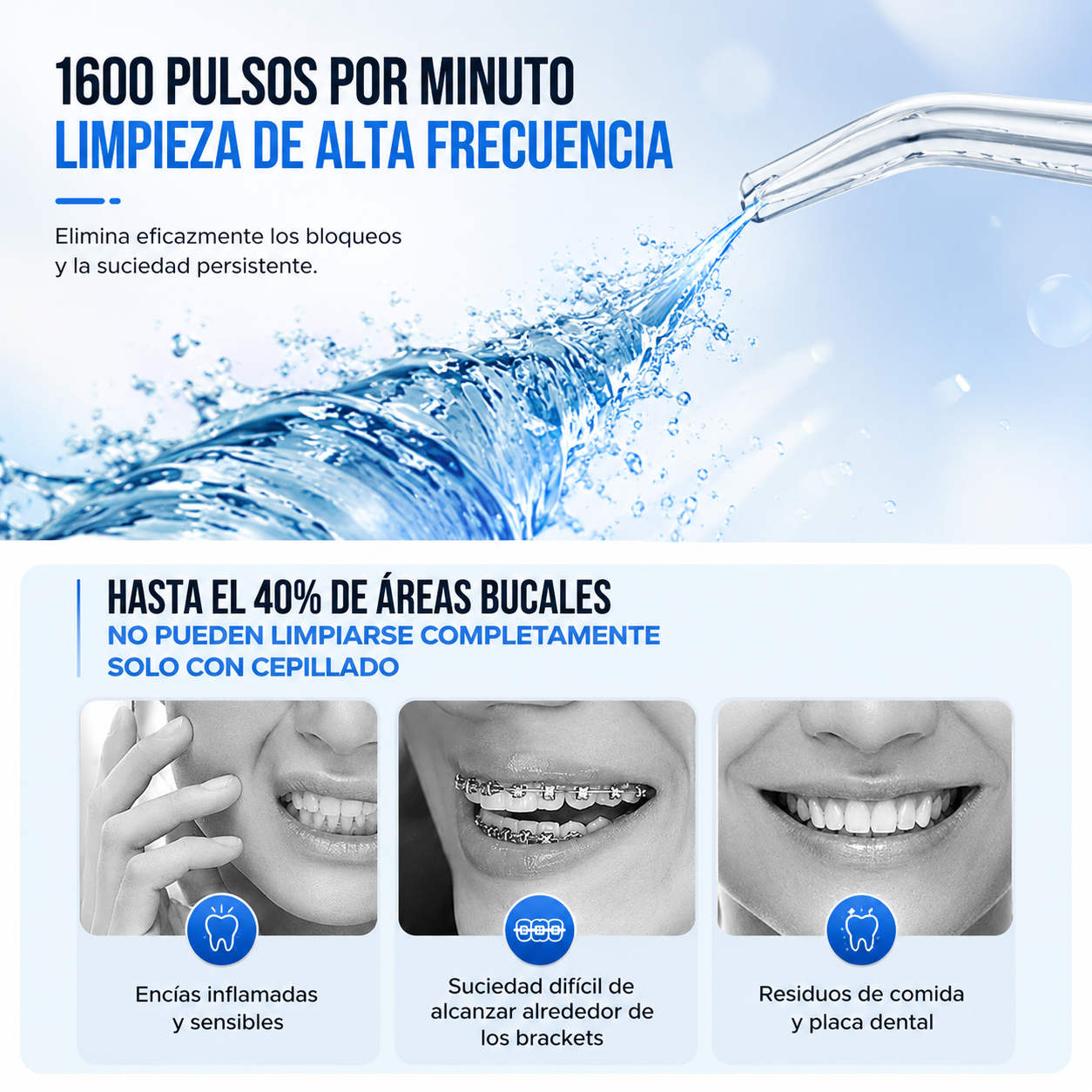 Irrigador recargable - 3 modos de limpieza - 200 ml